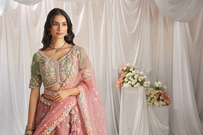 Beautiful Peach Girlish Lehenga