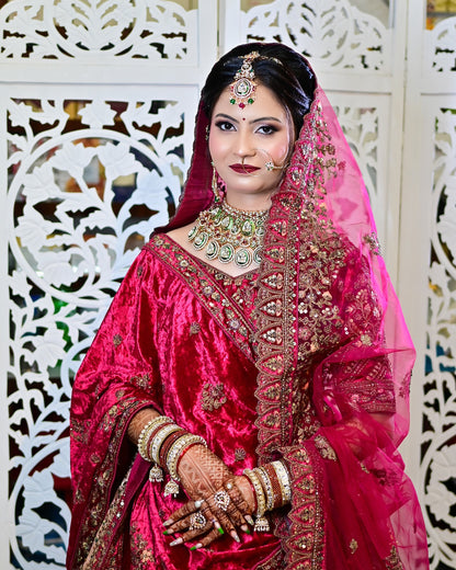 Glamorous dark pink maroon heavy bridal lehenga ( happy customer)