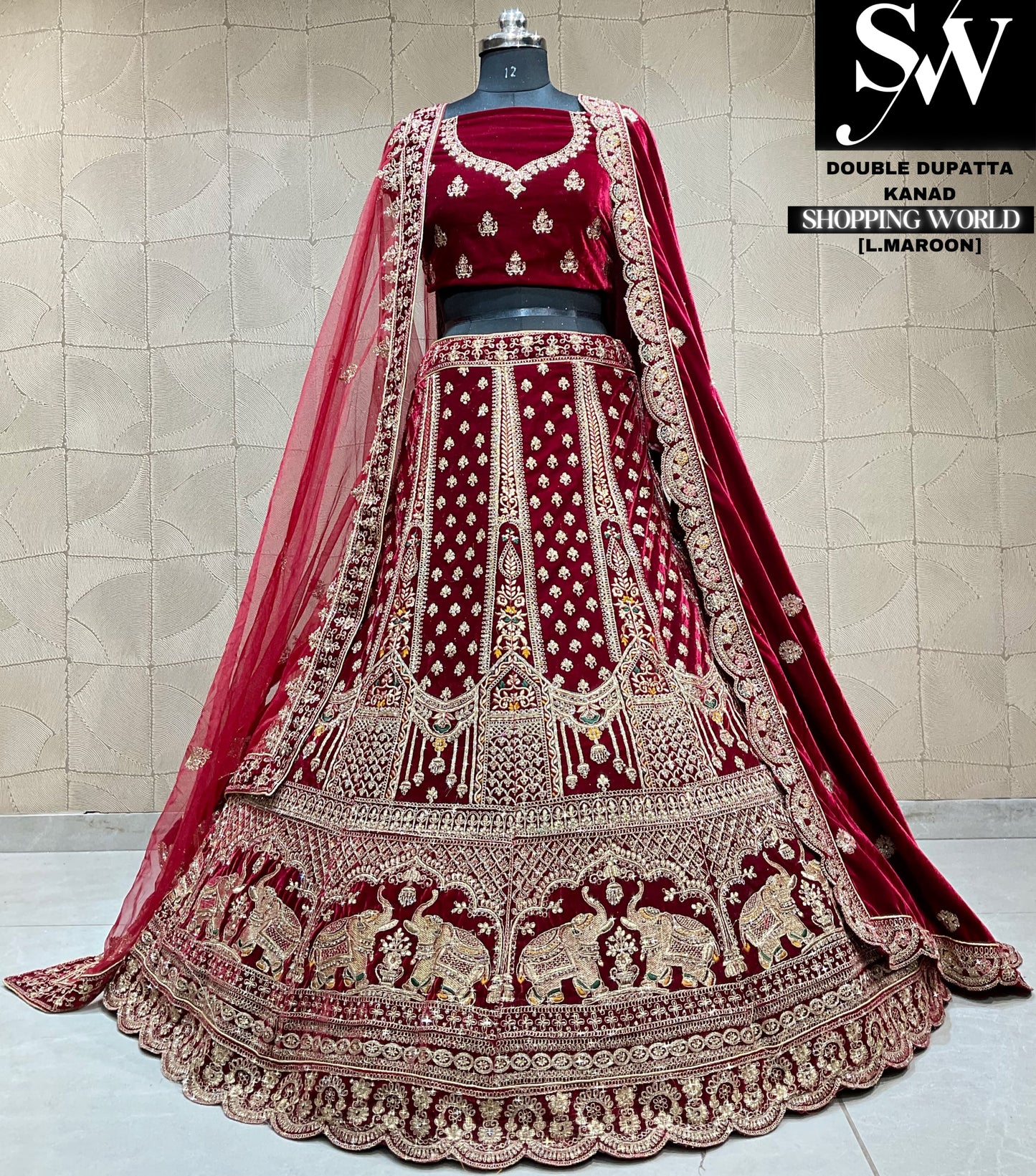 Awesome gajraj double dupatta bridal Lehenga