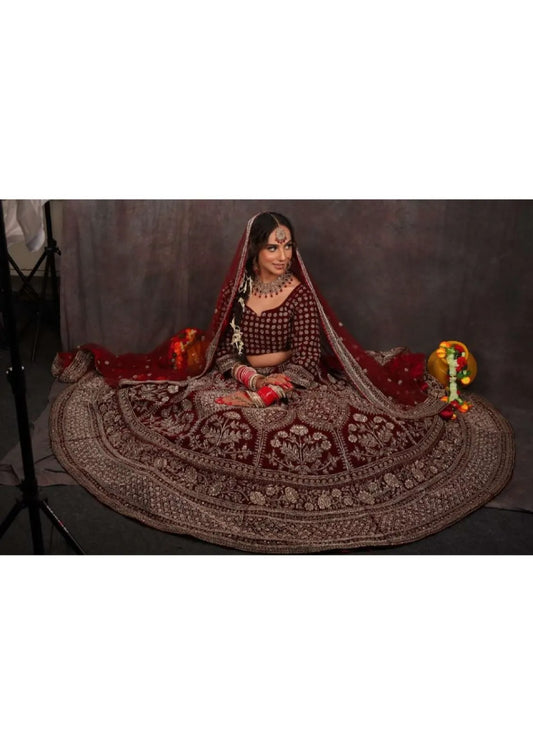 Stunning maroon bridal lehenga