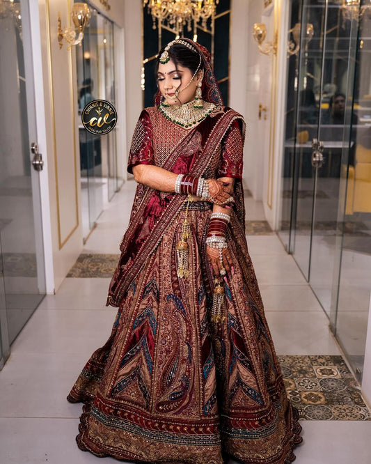 Tremendous heavy marwari maroon bridal lehenga ( happy customer)