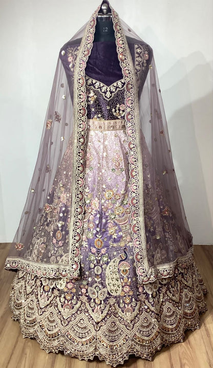 Attractive peacock purple Lehenga