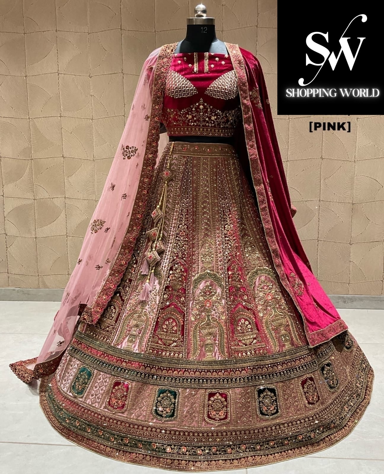 Pleasing pink double duptta bridal lehenga