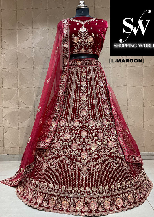 Lavishing maroon bridal lehenga