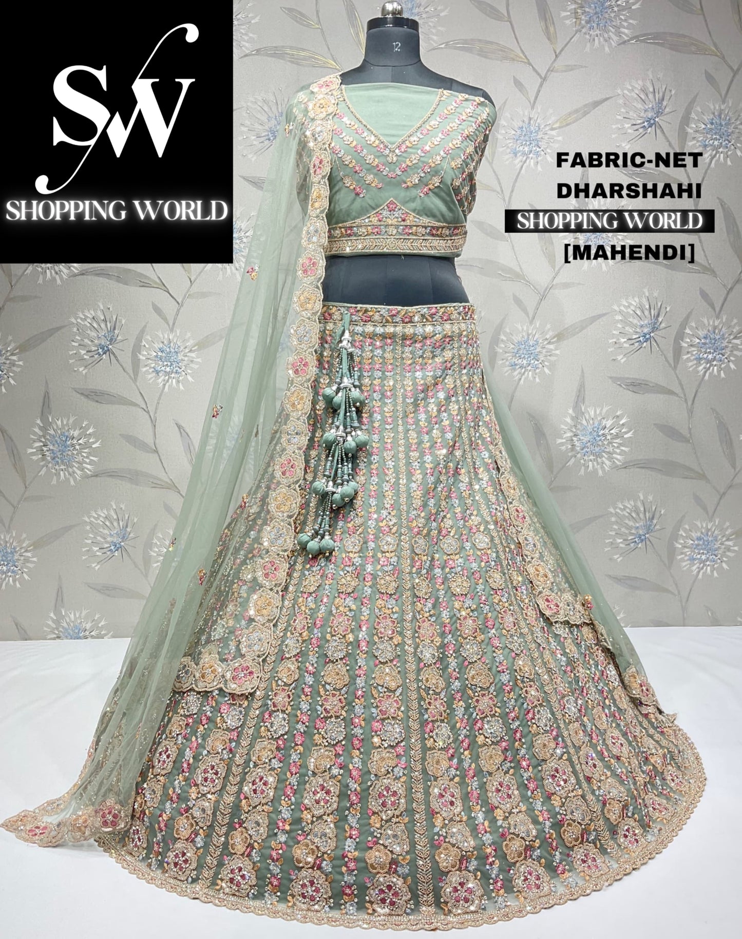 Amazing mehendi green lehenga