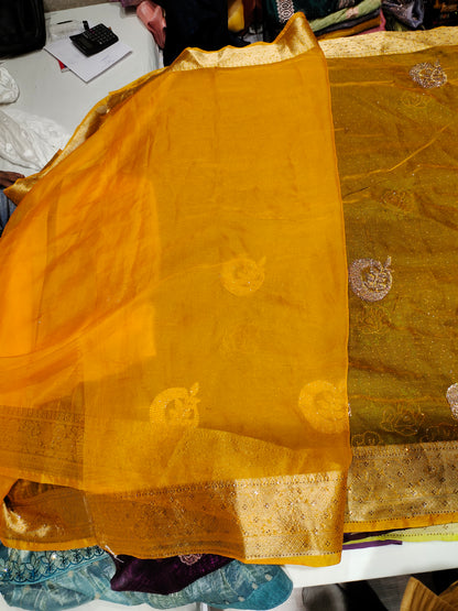 Yellow haldi mehendi saree