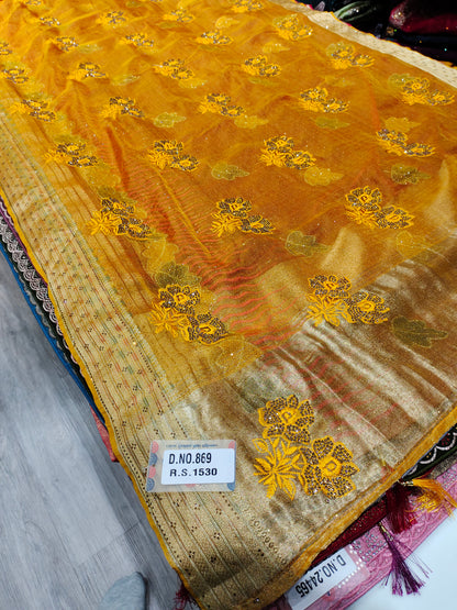 Yellow haldi mehendi saree