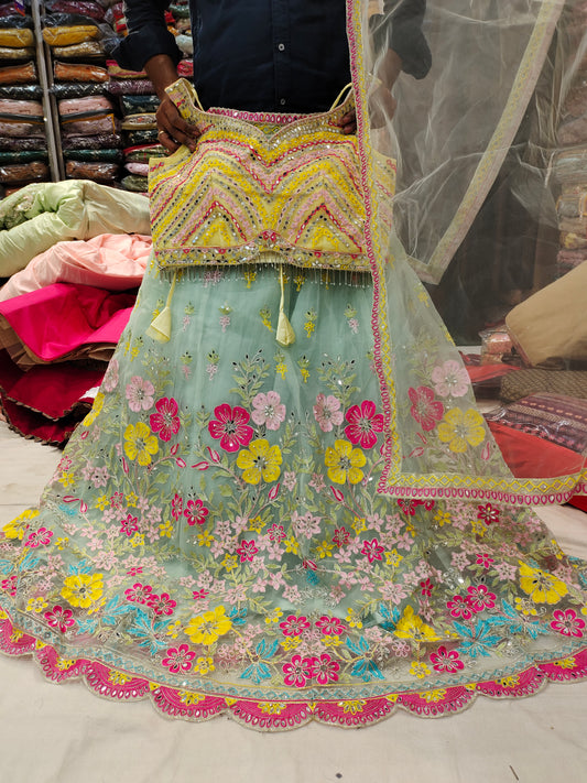 Stylish sky blue Lehenga