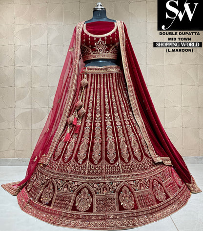 Preciosa lehenga nupcial con doble dupatta