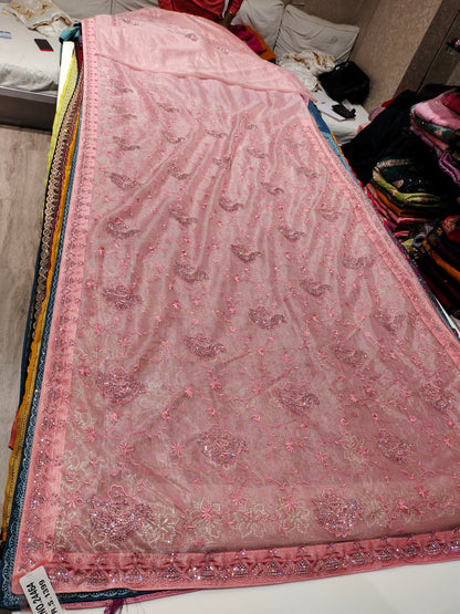 Stunning baby pink saree