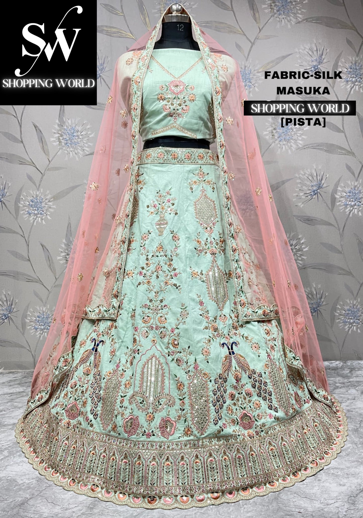 Something different pista green lehenga