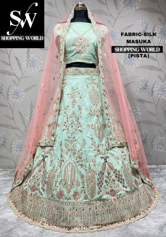 Something different pista green lehenga