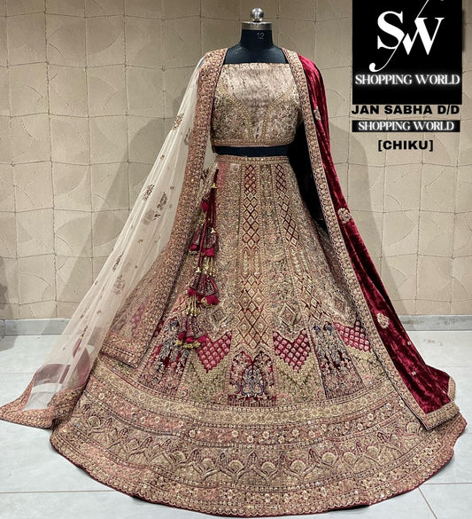 Impresionante lehenga nupcial Chiku en color mostaza