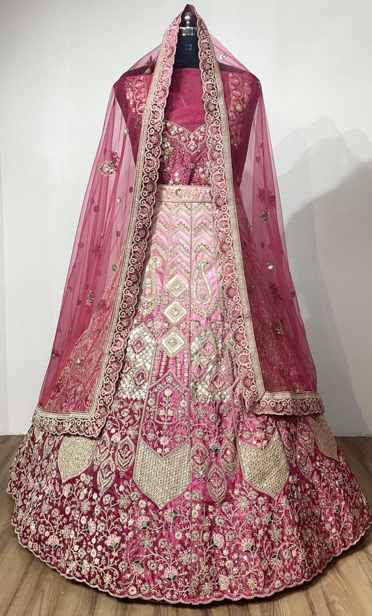 Diseñador Lehenga rosa sorprendente