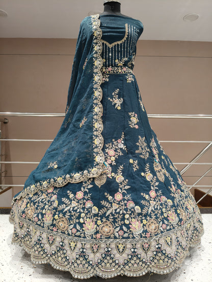 Lovely peacock teal blue lehenga