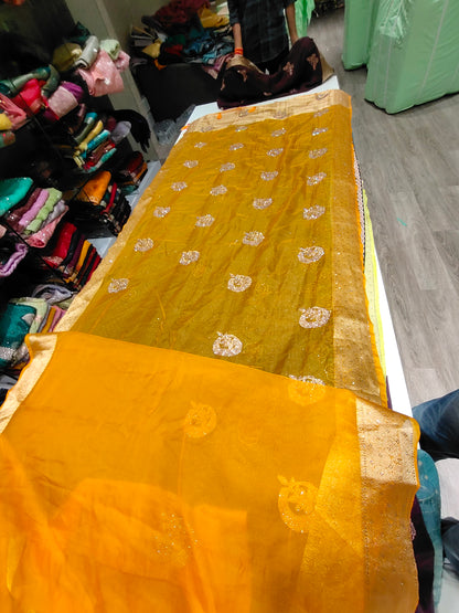 Yellow haldi mehendi saree