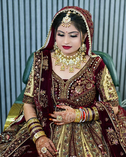 Stunning maroon golden bridal lehenga ( happy customer)