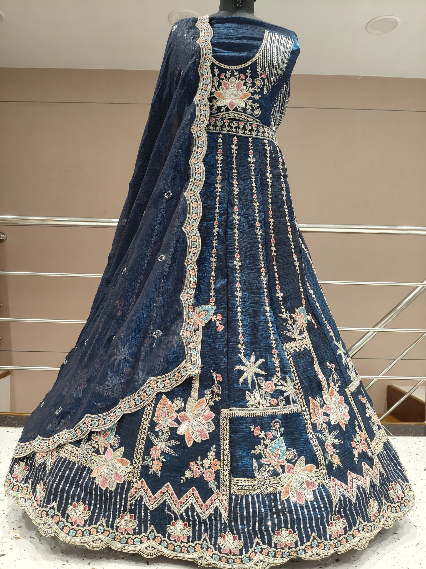 Engaging navy blue lehenga