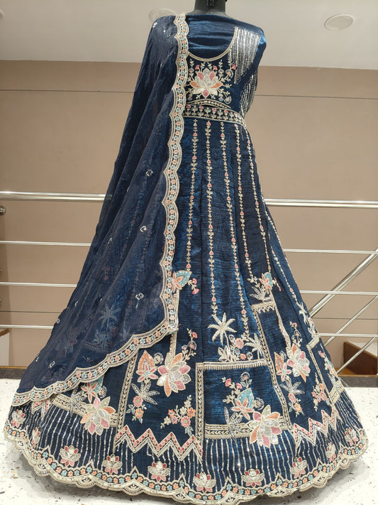 Engaging navy blue lehenga