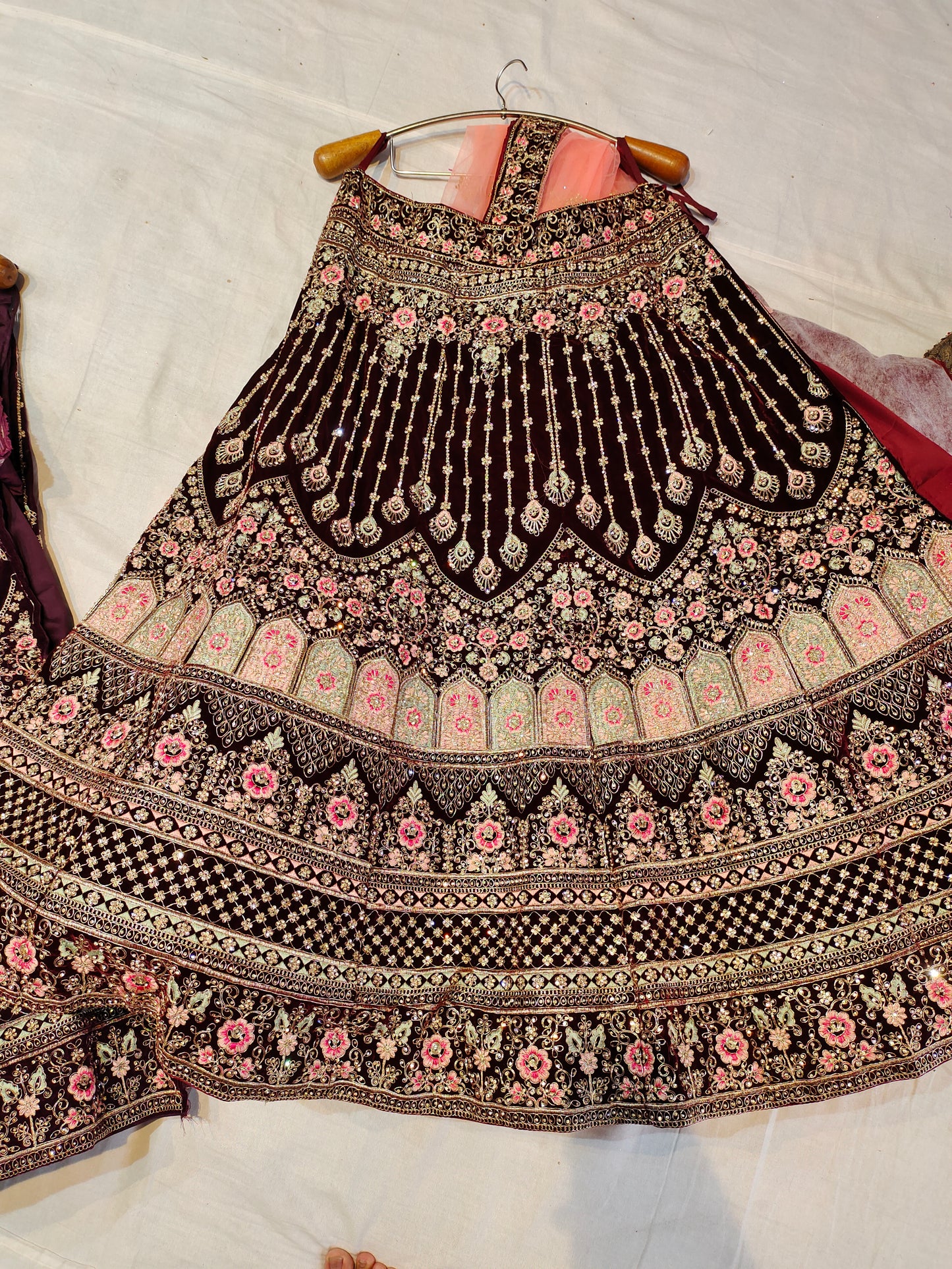 Famous jhumka maroon lehenga