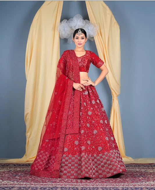 Impresionante lehenga roja