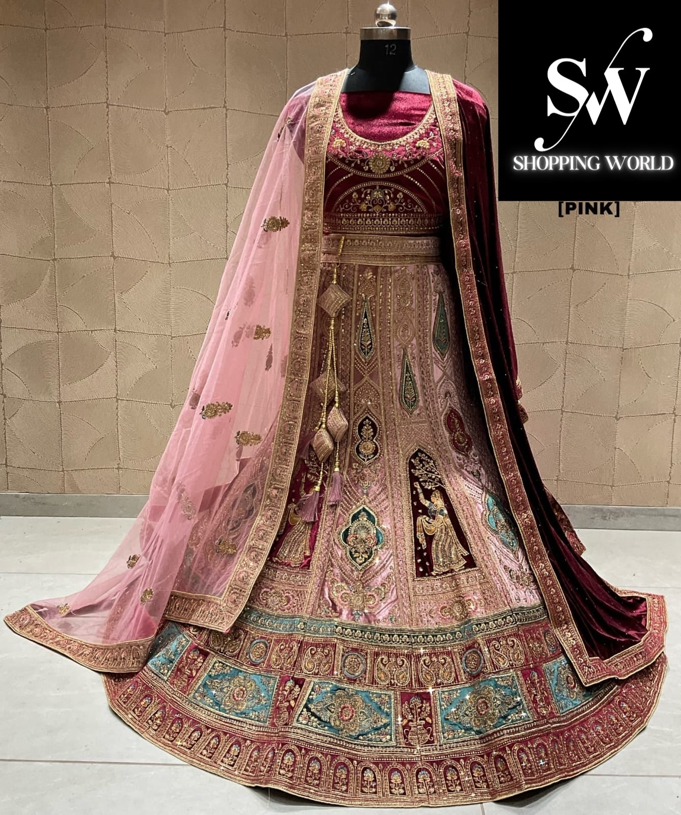 Amazing pink double duptta bridal lehenga