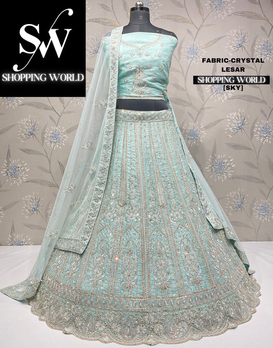 Preciosa lehenga azul cielo