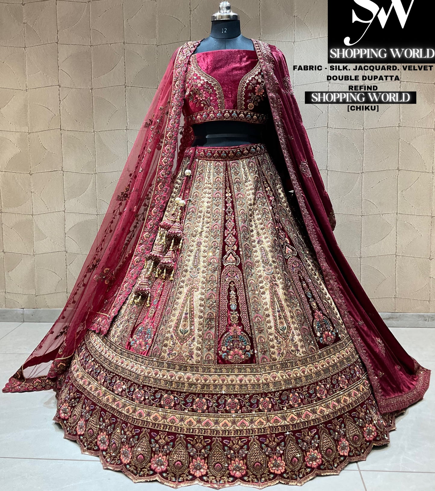 Awesome chiku maroon bridal lehenga