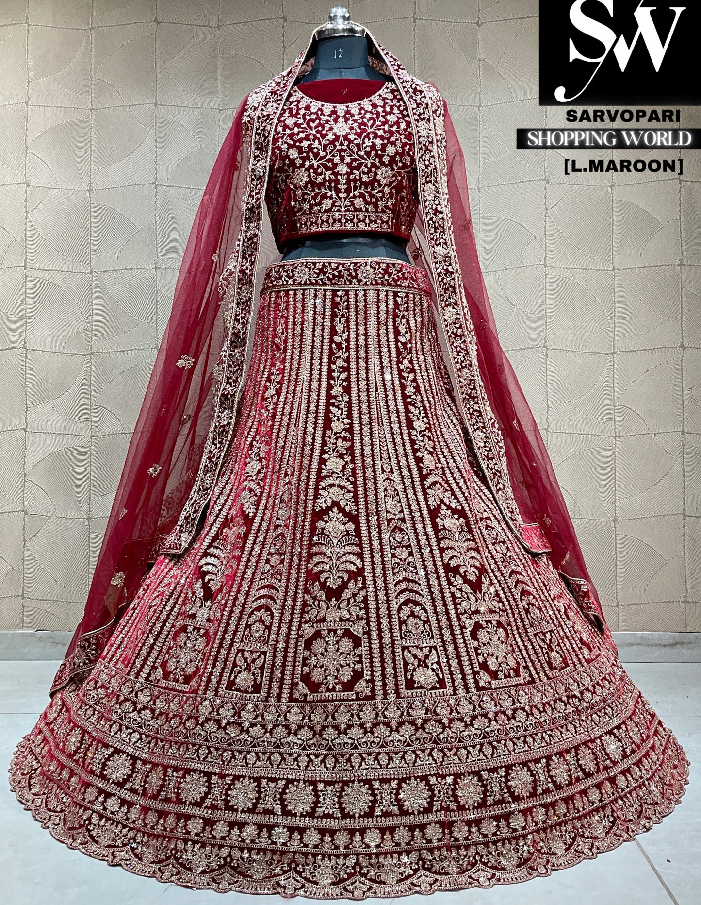 Tremendous double dupatta bridal Lehenga