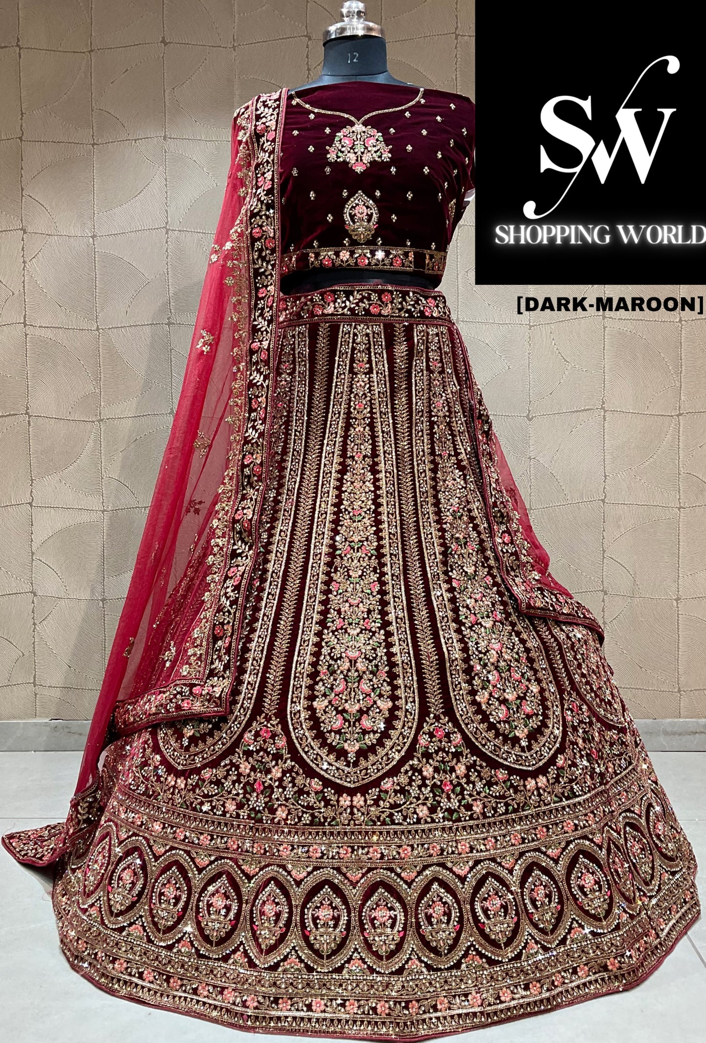 Tremendous maroon bridal lehenga