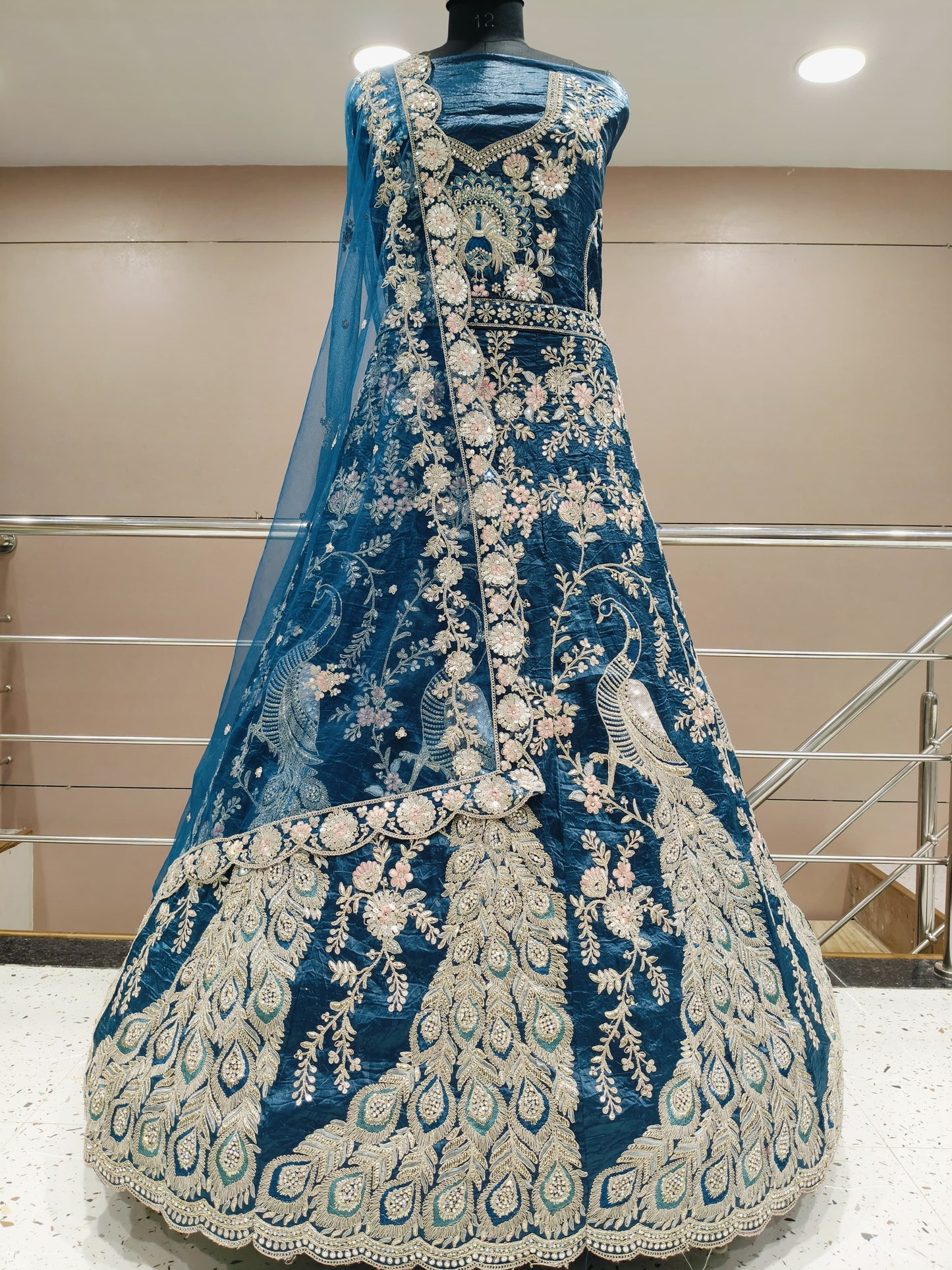 Good looking blue peacock  lehenga