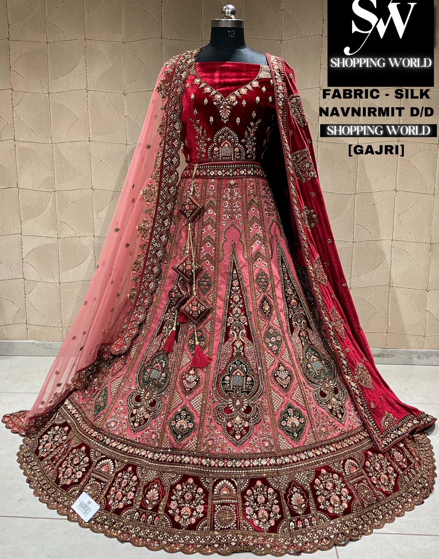 Something different gajri pink peacock bridal lehenga