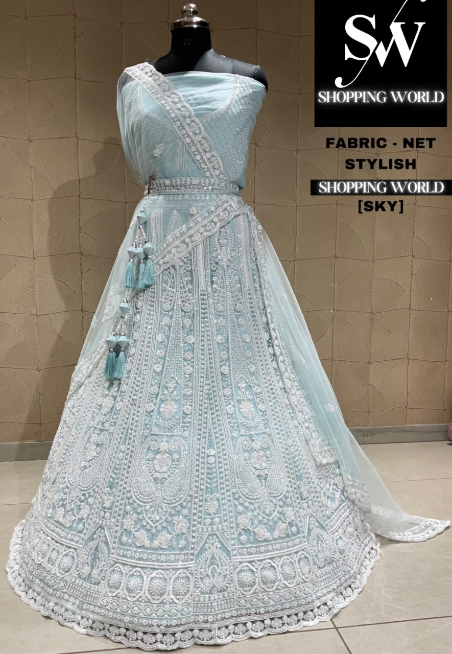 Pleasing sky blue lehenga