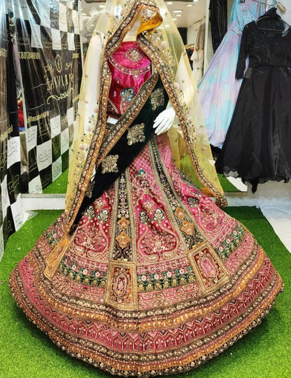 Pleasing pink double duptta bridal lehenga