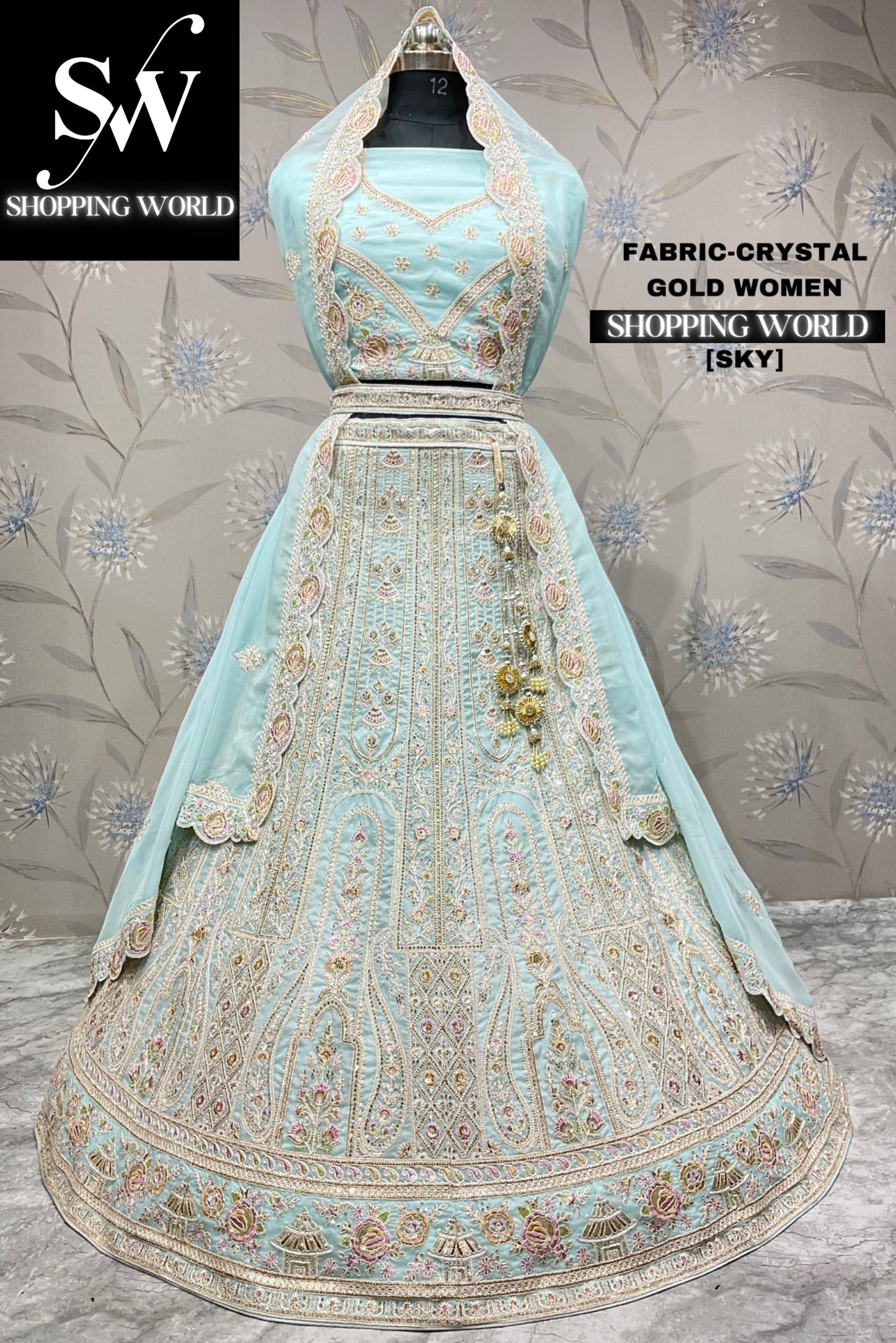 Delightful sky blue lehenga