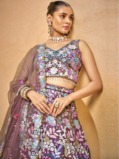 Majestic purple floral Lehenga