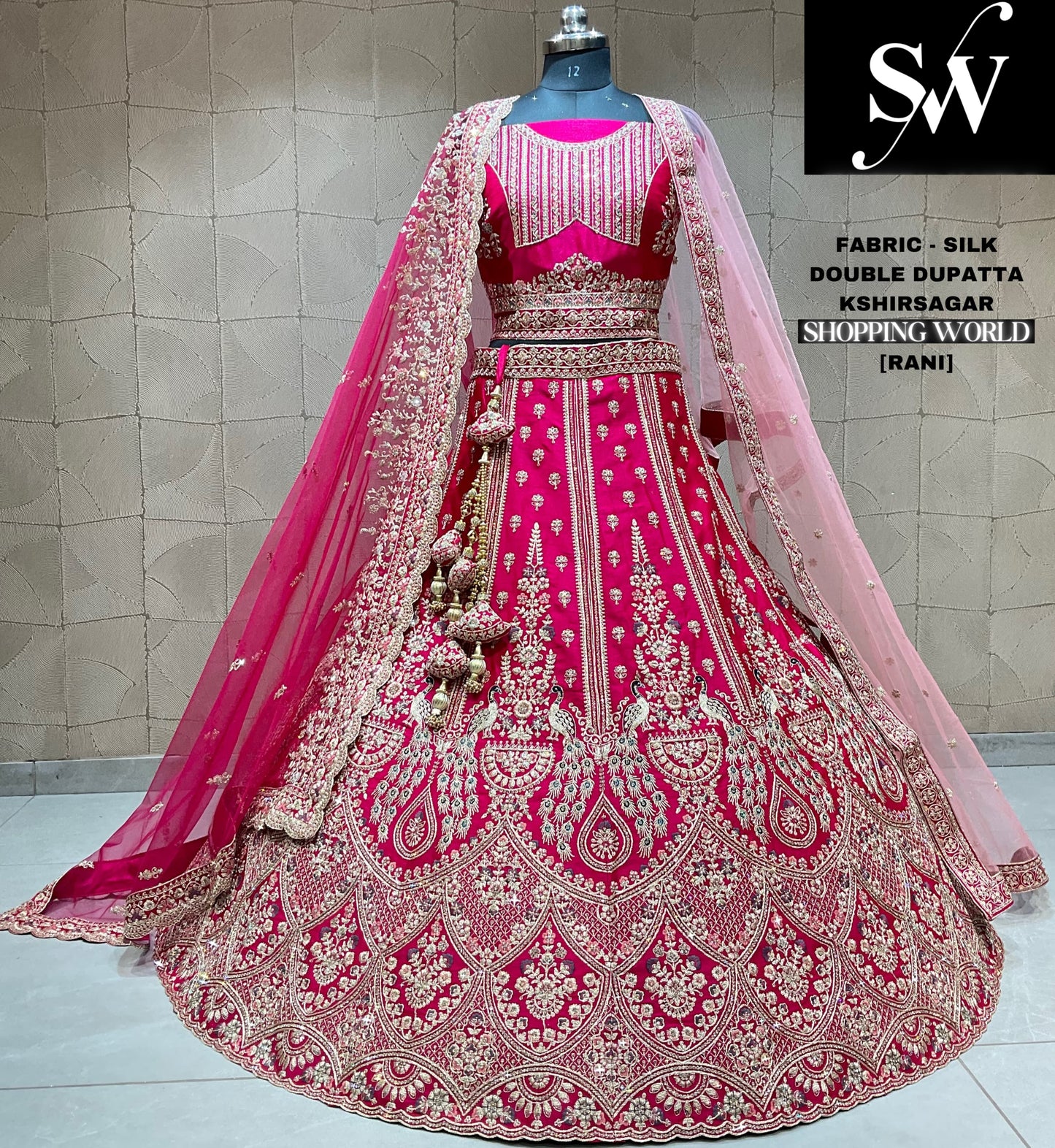 Fantastic rani red double duptta bridal lehenga