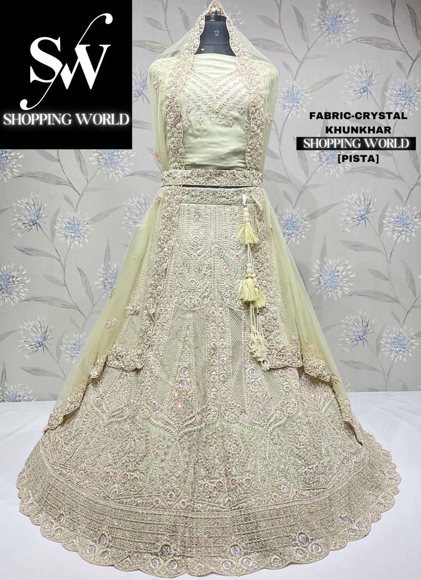 Eye catching pista green lehenga