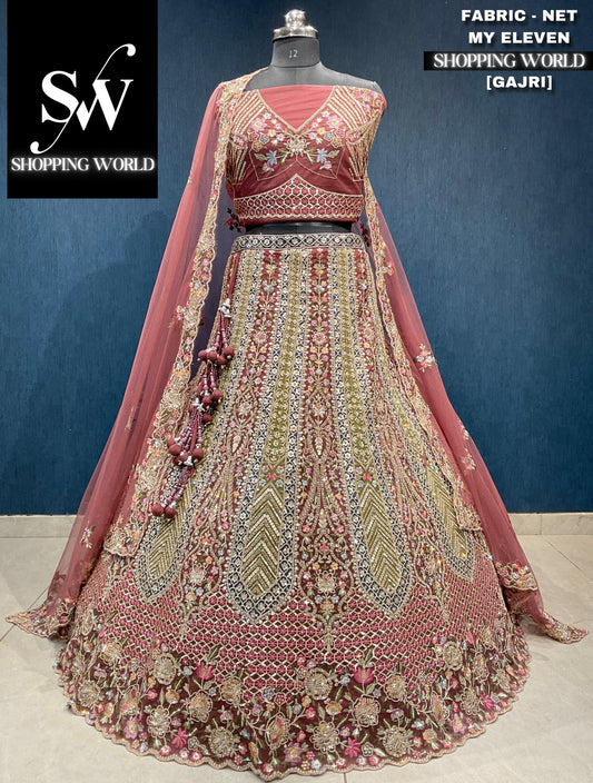 Beautiful maroon gajri lehenga