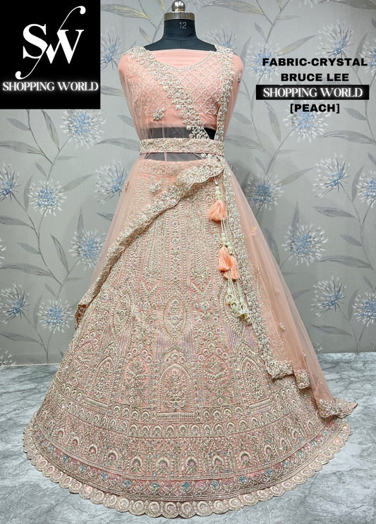 Hermosa lehenga color melocotón