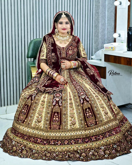 Stunning maroon golden bridal lehenga ( happy customer)