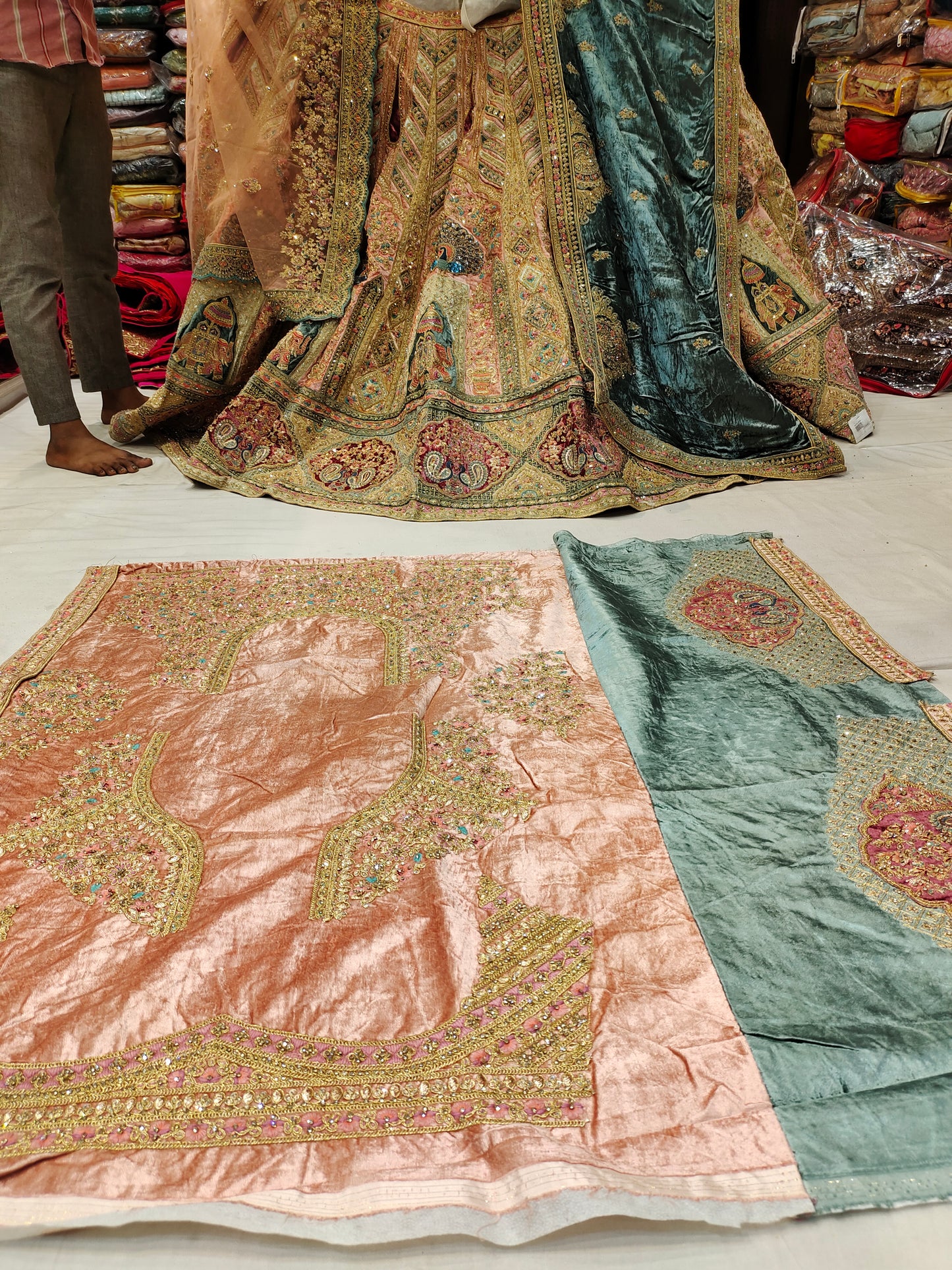 Gorgeous peach Peacock pink Lehenga