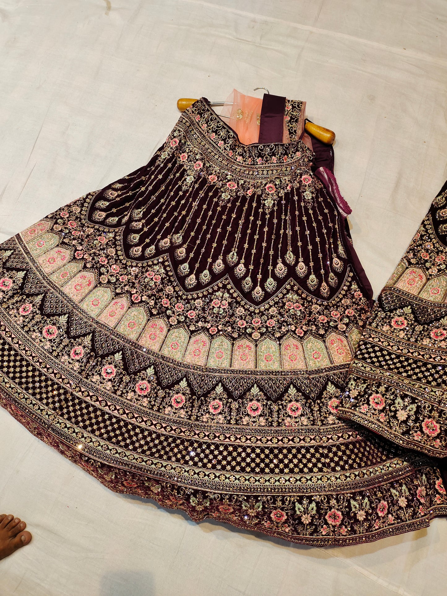 Famous jhumka violet purple lehenga