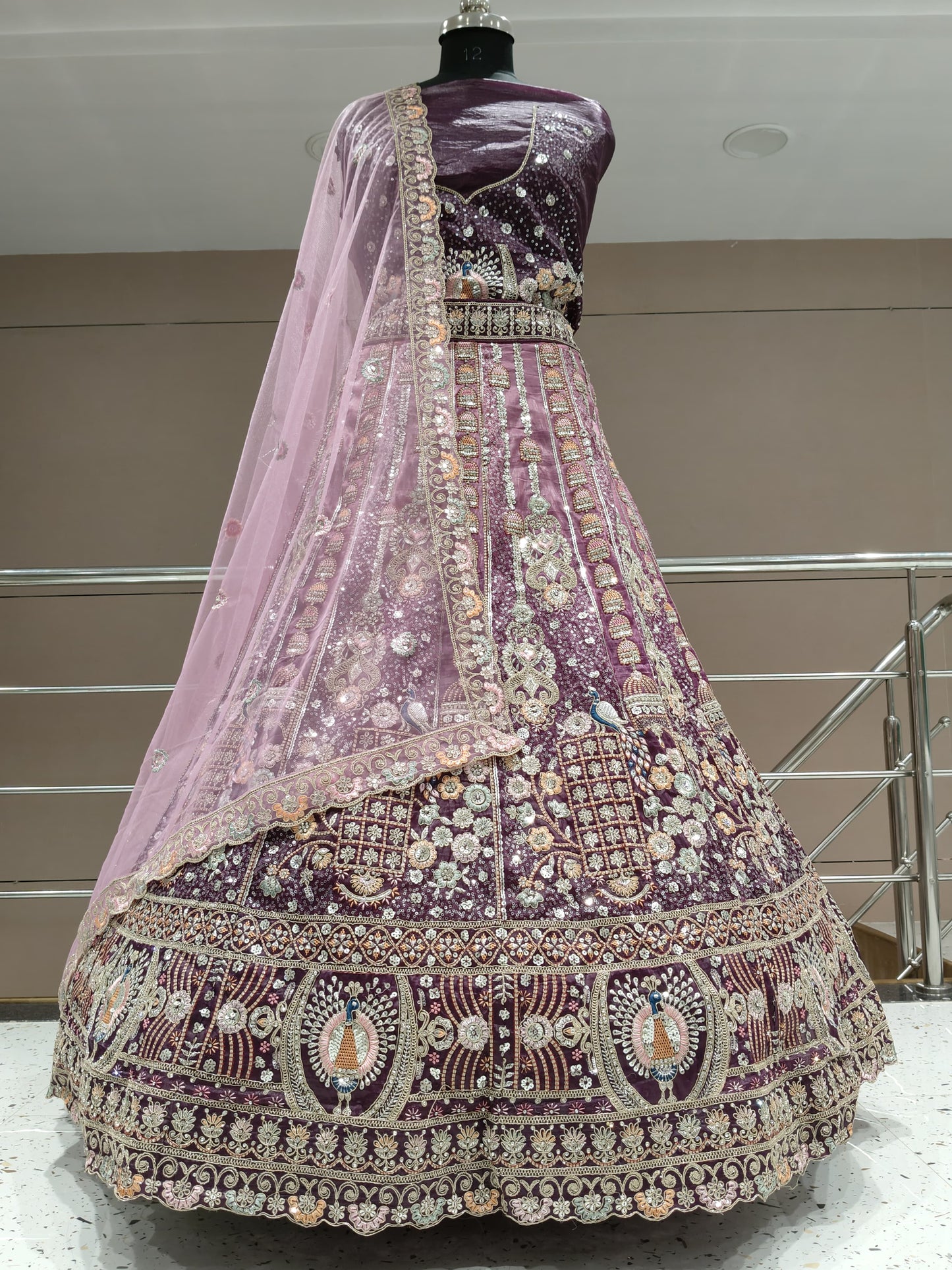 Attractive purple peacock lehenga