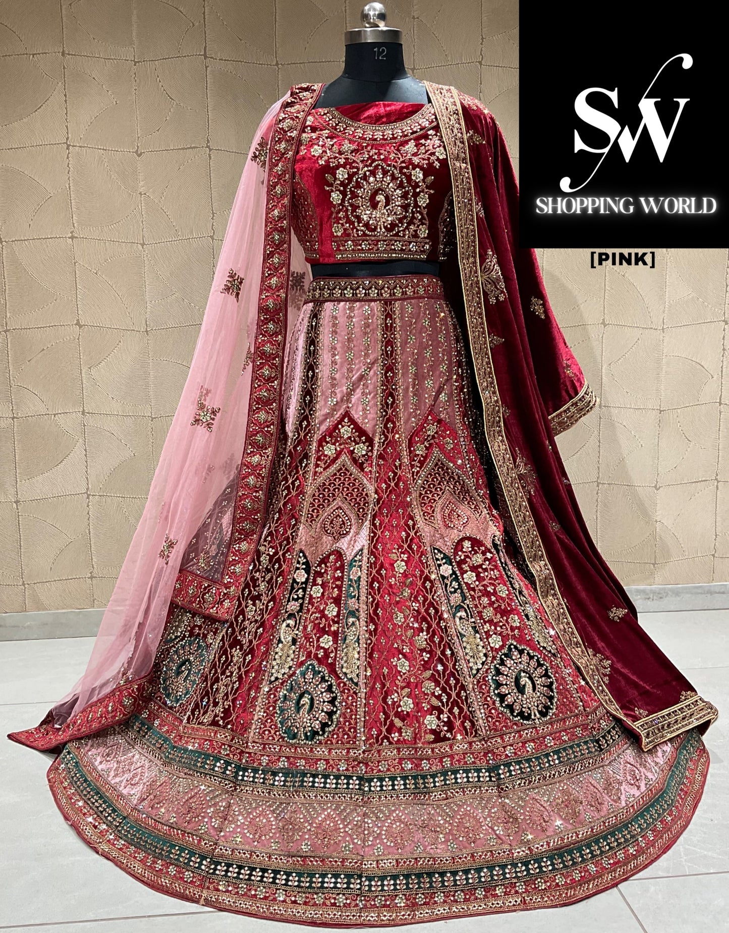 Lovely pink double duptta bridal lehenga