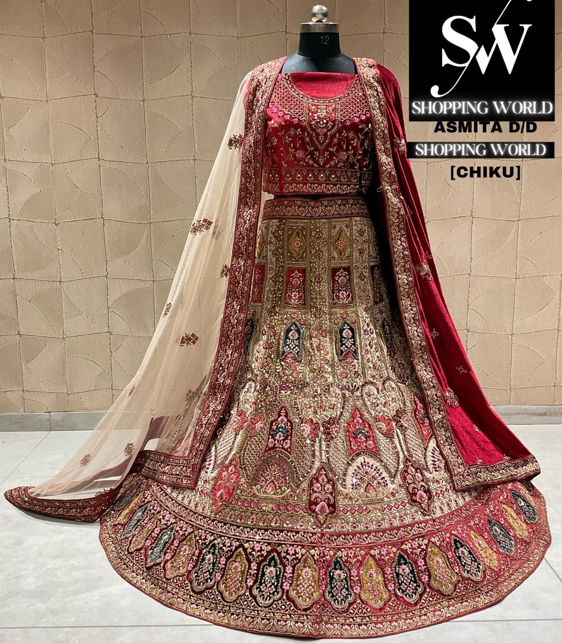 Gorgeous chiku golden bridal lehenga