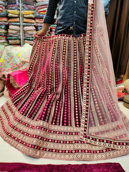 Preciosa lehenga color granate