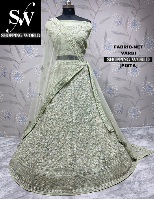 Impresionante lehenga verde pistacho