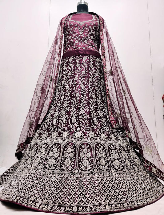 Attractive wine maroon Lehenga