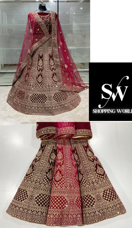 Designer maroon bridal lehenga